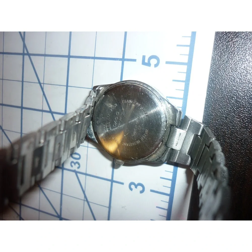 Vtg Casio‎ Quartz Watch Pink Multi Dial Stainless Steel LTP-2069 Works
